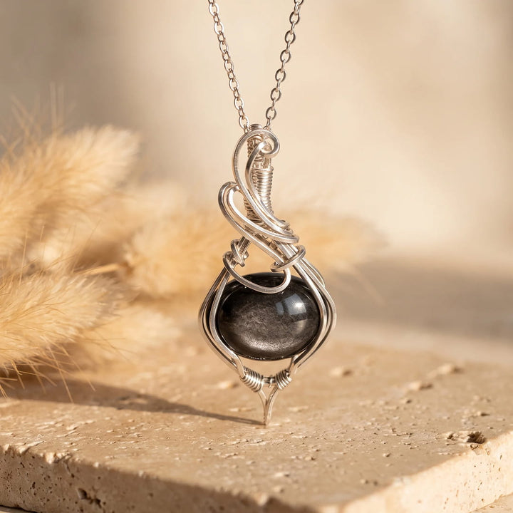 "Night Serenity" Pendant in Silver Obsidian