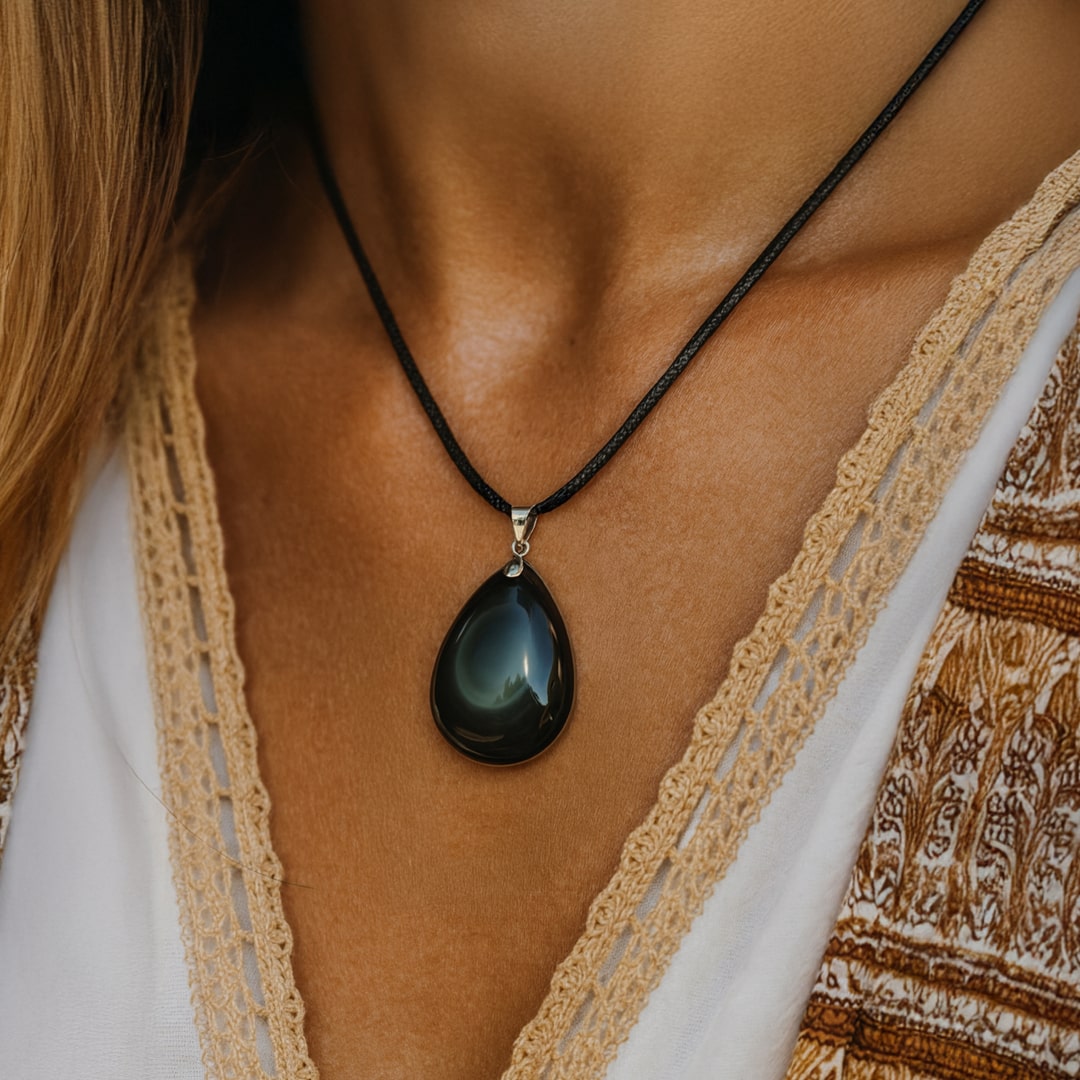 Celestial Eye Obsidian Drop Pendant
