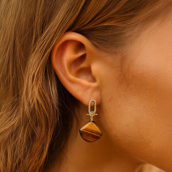 Half-Moon Earrings "Inner Balance" in Natural Stone
