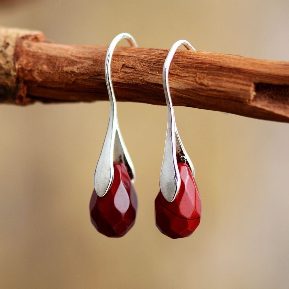 Dangling Earrings in Red Jasper