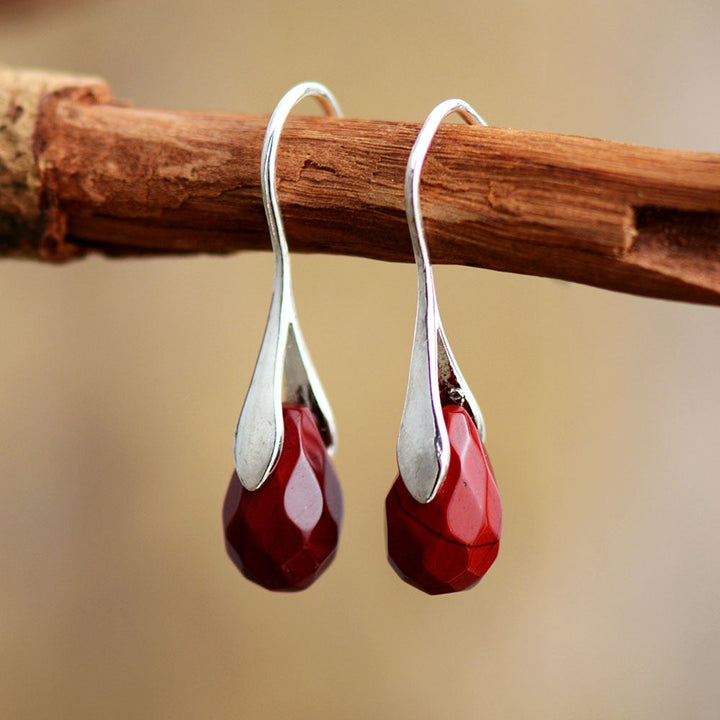 Dangling Earrings in Red Jasper