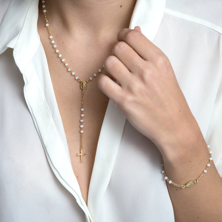 MIRACULOUS MEDAL IN CROSS - BRACELET - GOLDEN SILVER