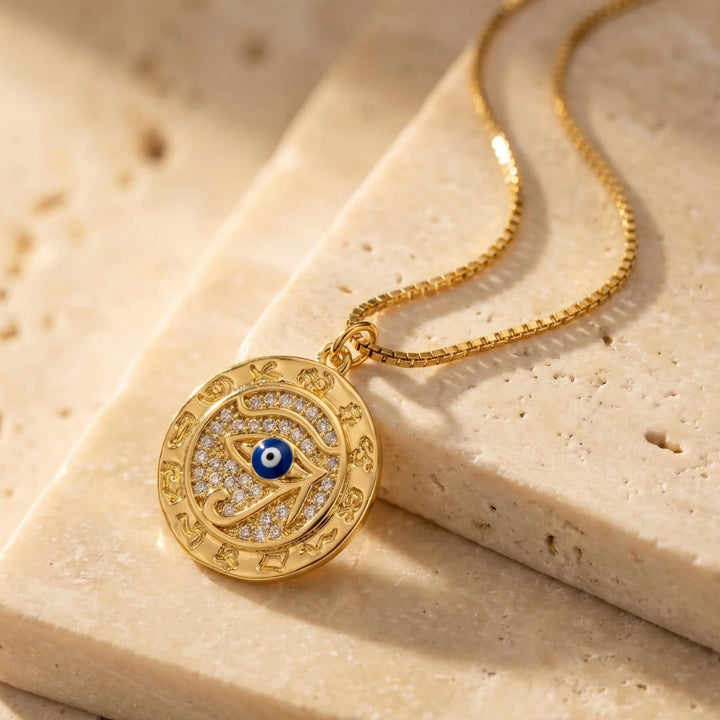 "Protection Symbol" Golden Eye of Horus Necklace