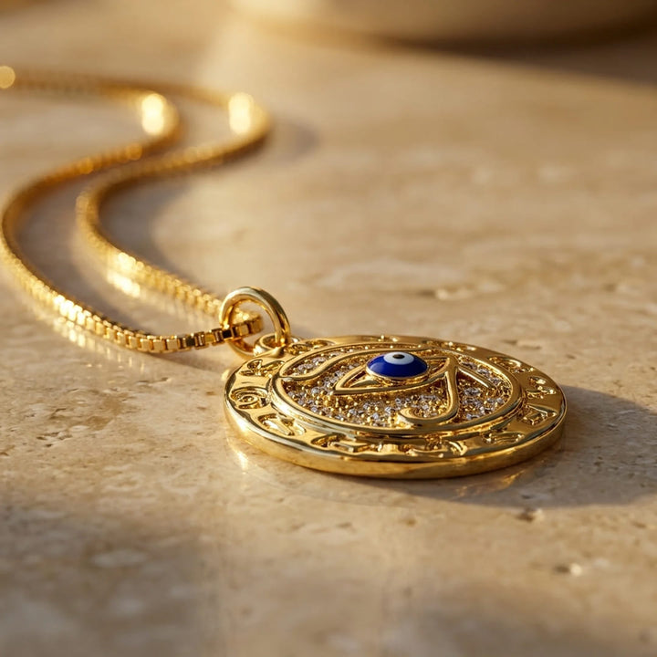 "Symbol of Protection" Horus Eye Gold Necklace