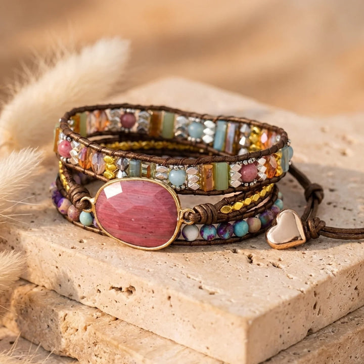 "Softness of the Heart" Rhodochrosite Wrap Bracelet