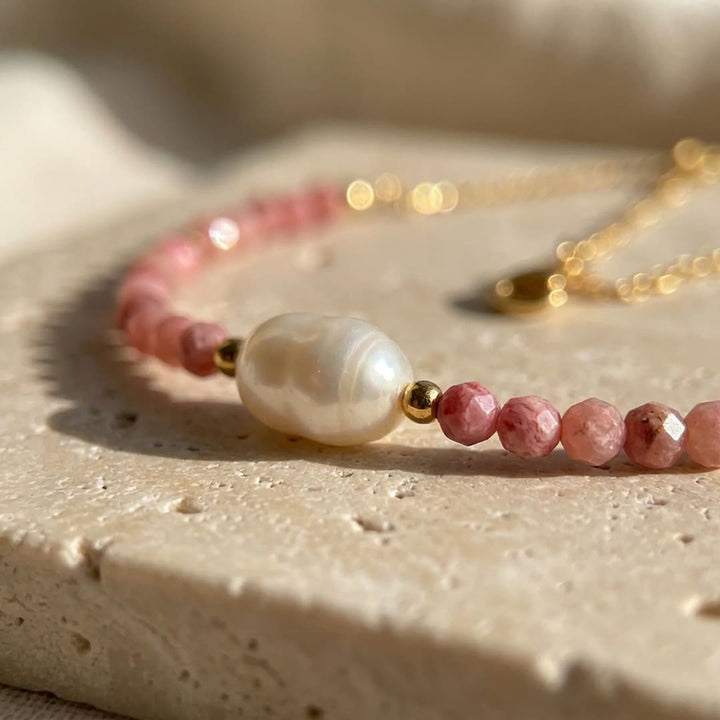 "Pearl of Tenderness" Necklace - Rhodochrosite
