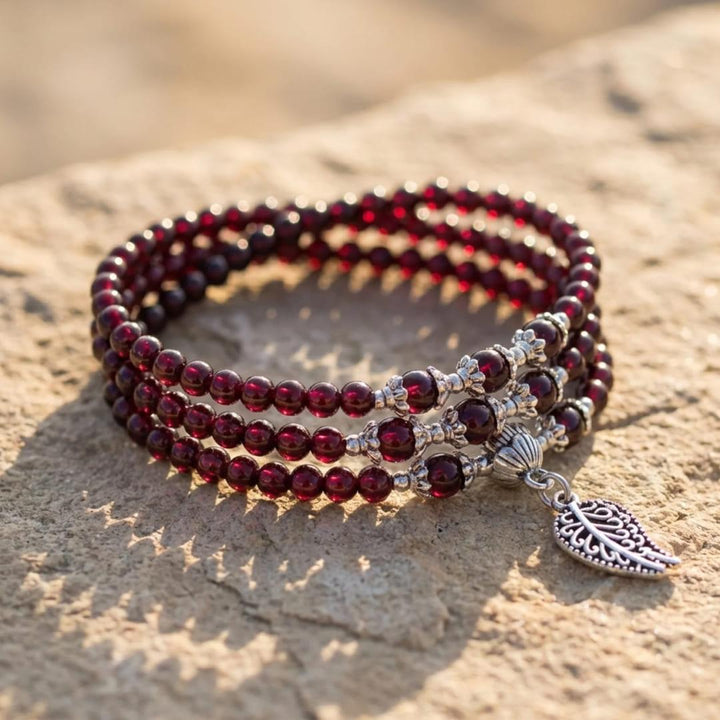 "Abundance" Multi-Wrap Bracelet in Garnet
