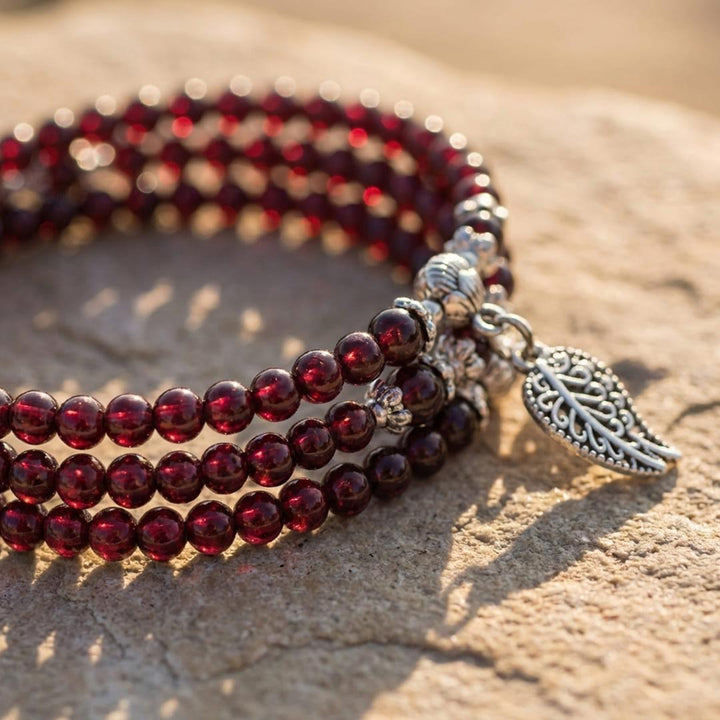 "Abundance" Multi-Wrap Bracelet in Garnet