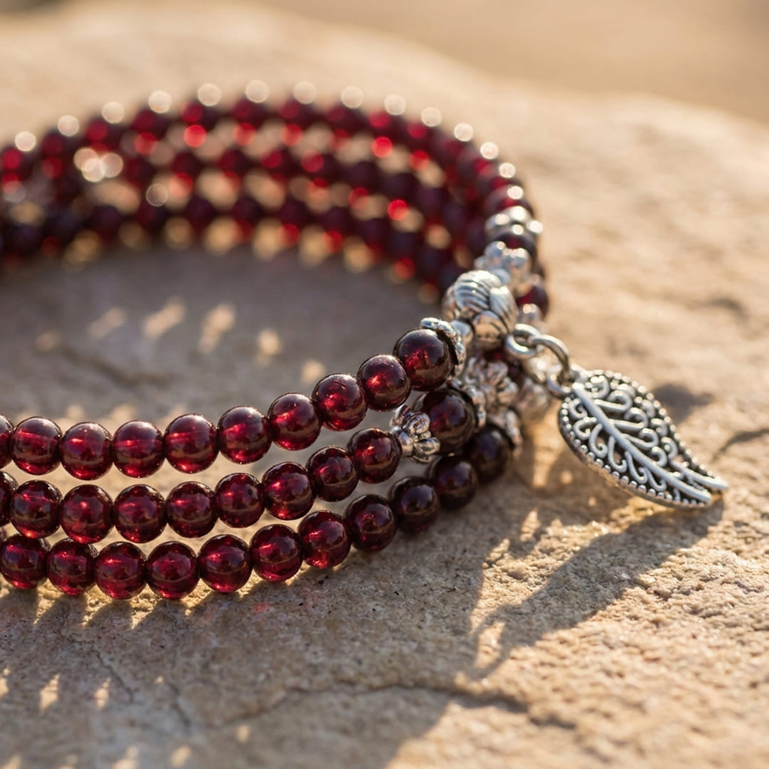 "Abundance" Multi-Wrap Bracelet in Garnet