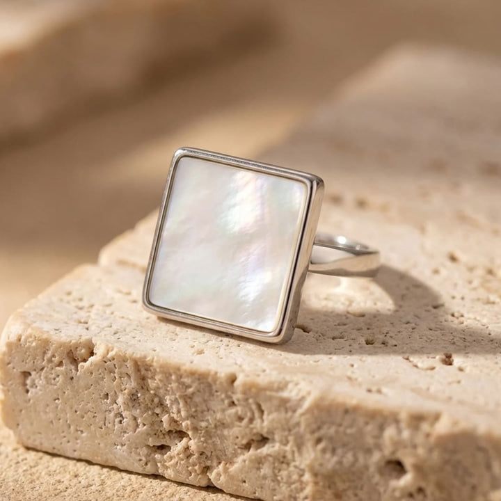 Square Ring "Mother-of-Pearl Reflection"