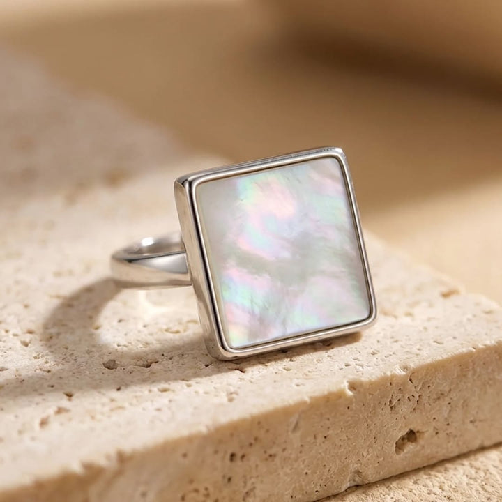 Square Ring "Mother-of-Pearl Reflection"