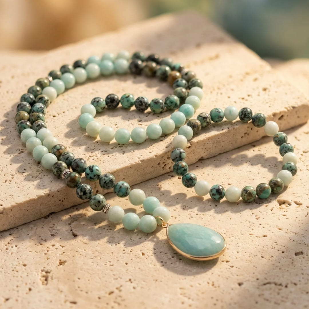 Mala Necklace "Back to the Essentials" in Amazonite