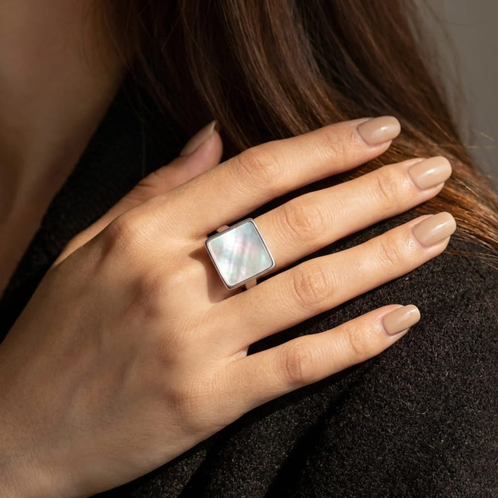 Square Ring "Mother-of-Pearl Reflection"