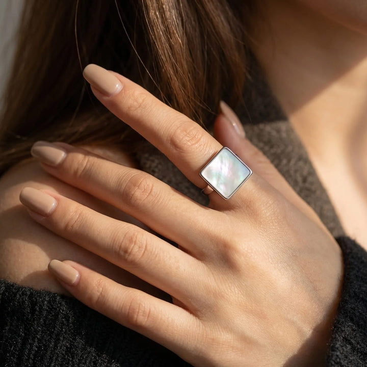 Square Ring "Mother-of-Pearl Reflection"