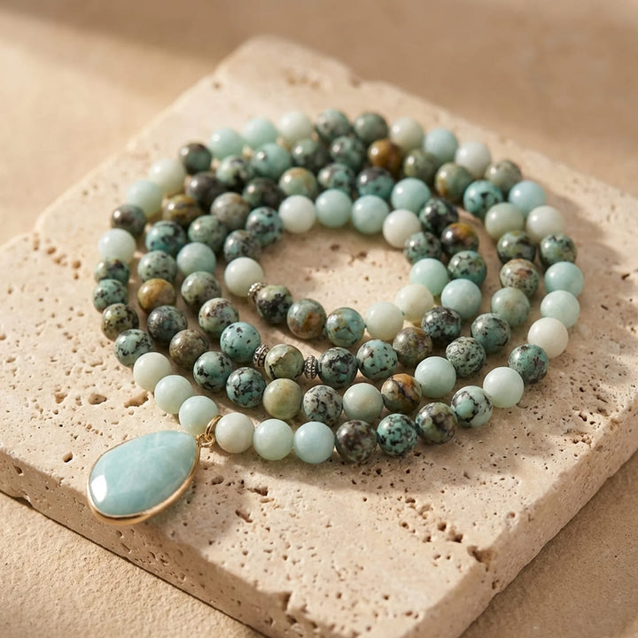 Mala Necklace “Return to the Essential” in Amazonite