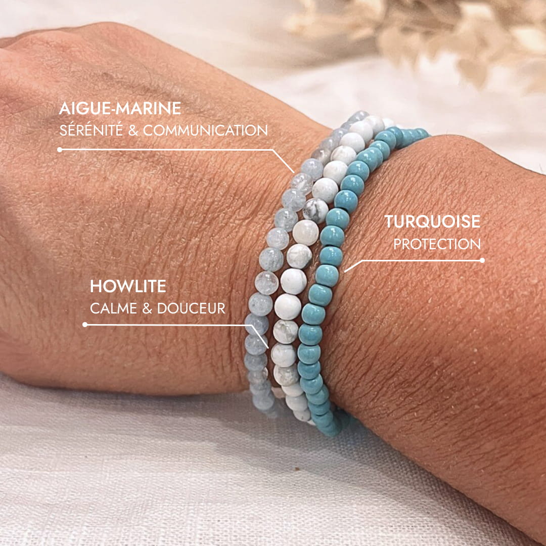 "Ocean of Sweetness" Set in Turquoise, Howlite & Aquamarine