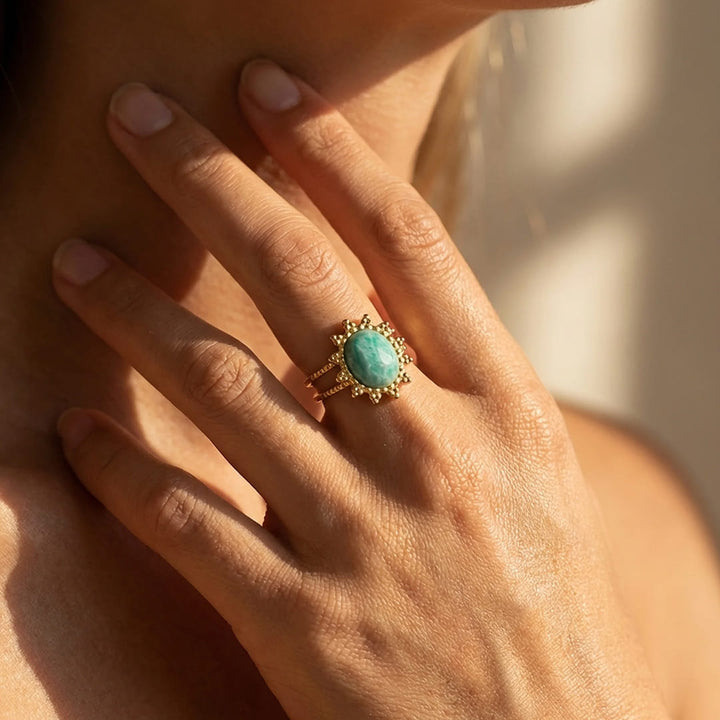 "Floral Radiance" Ring in Amazonite