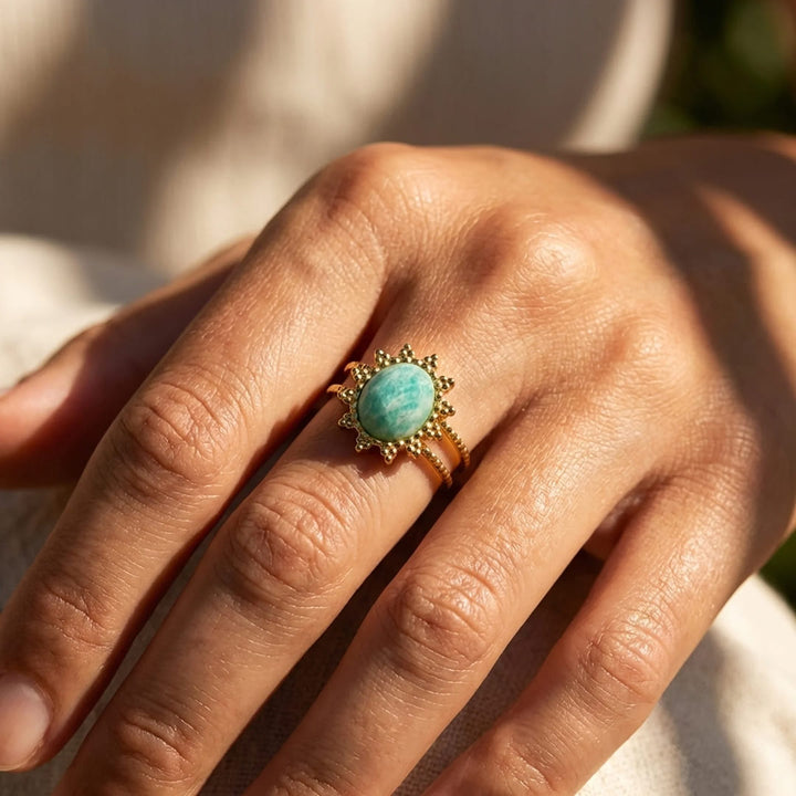 "Floral Radiance" Ring in Amazonite