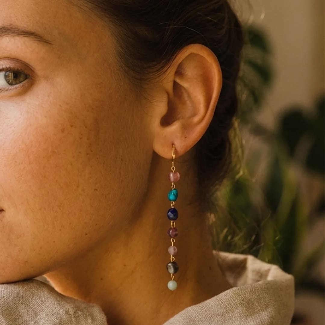 "Earrings 'Wellness Cascade of the 7 Chakras'"