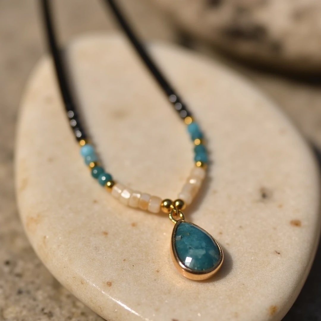 "Drop" Choker Necklace in Apatite