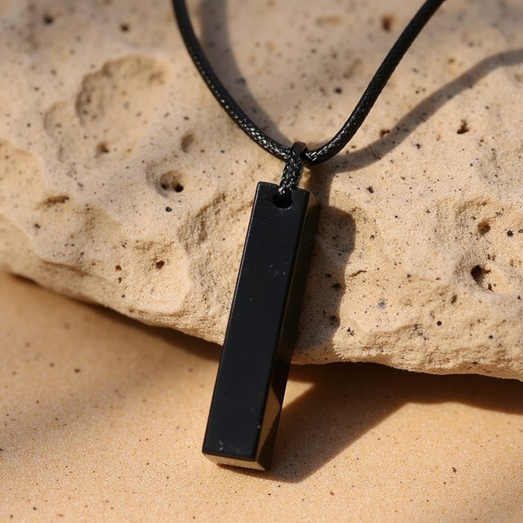 "Protection Stem" Pendant in Black Obsidian