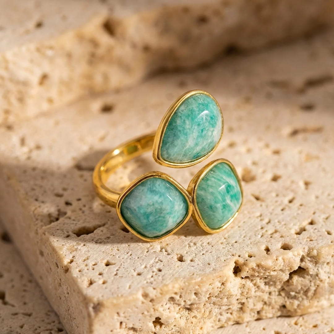 "Triple Wave" Ring in Amazonite