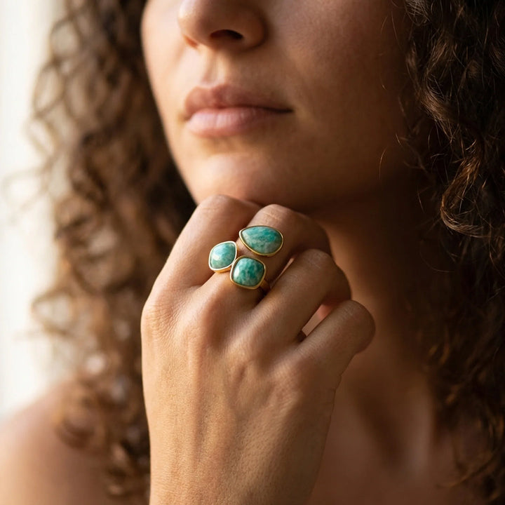 "Triple Wave" Ring in Amazonite