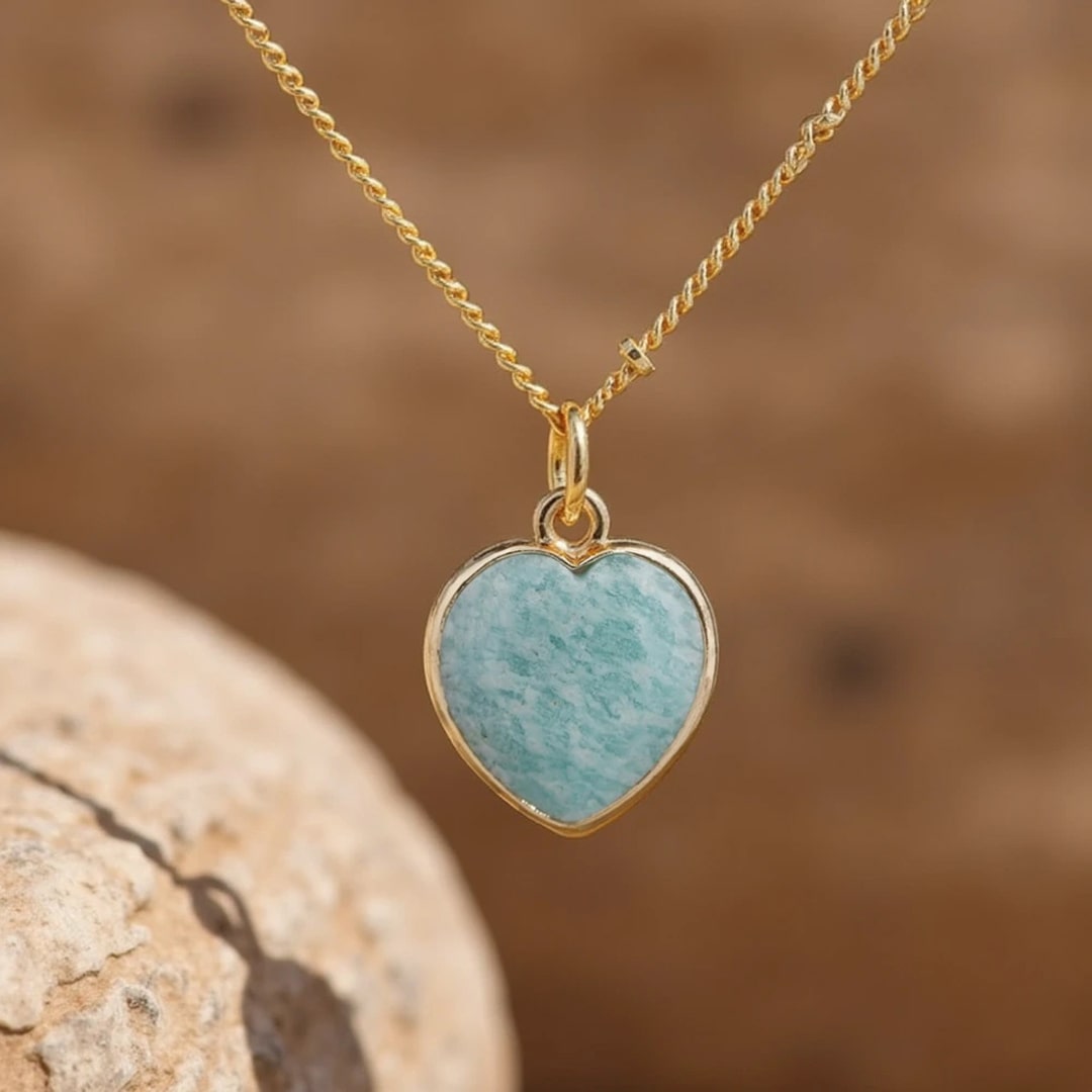 Natural Stone Heart Pendant