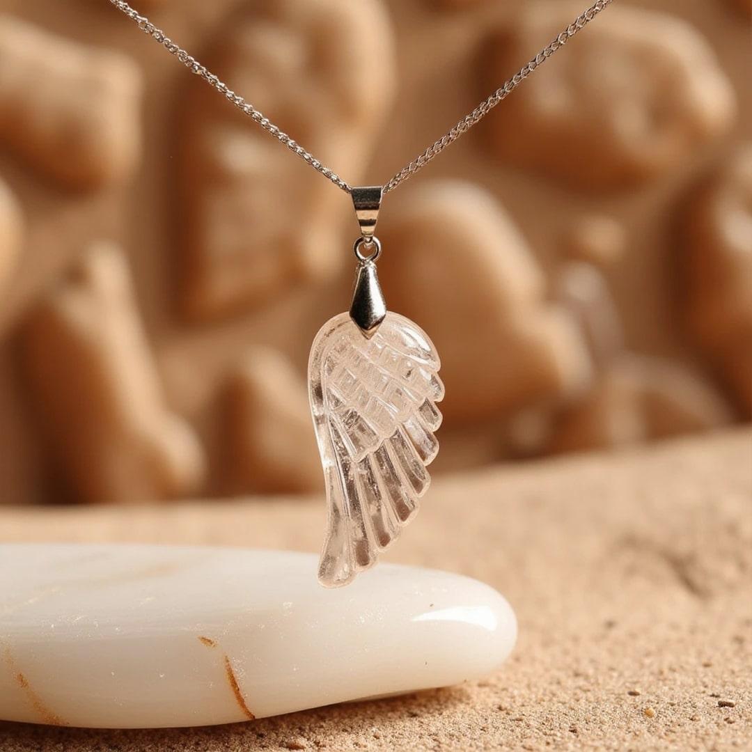"Angel Wing" Pendant in Natural Stone