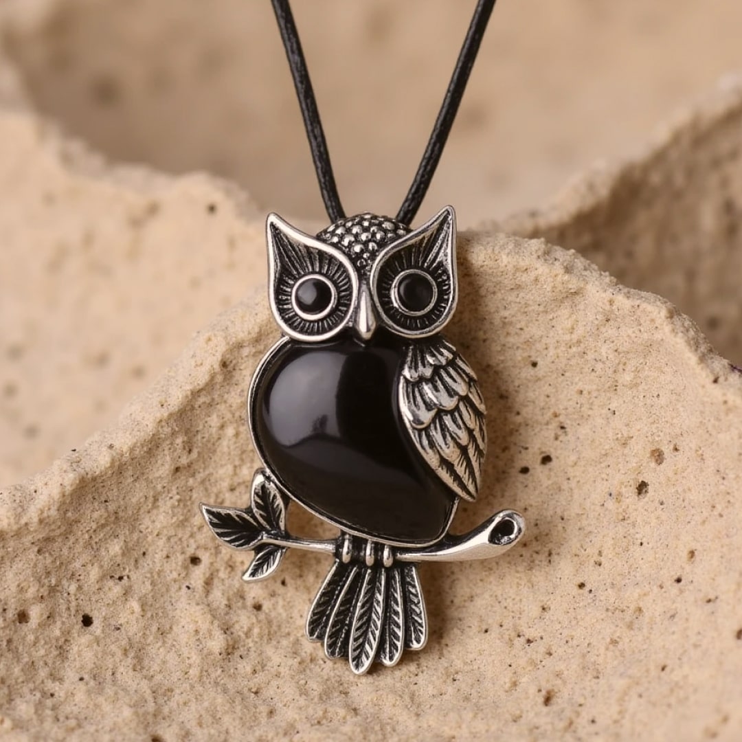 "Spirit of the Owl" Necklace – Natural Stone of Your Choice