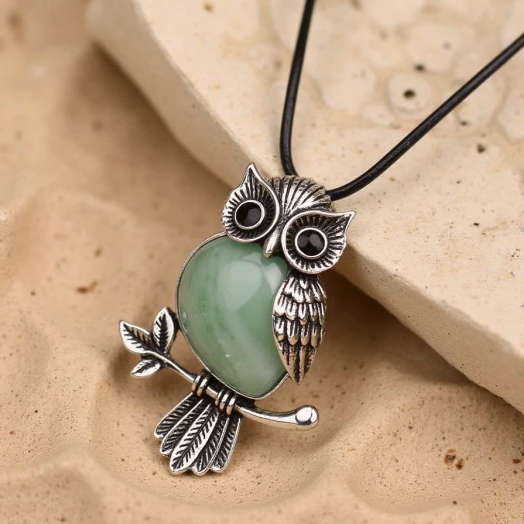 "Spirit of the Owl" Necklace – Natural Stone of Your Choice