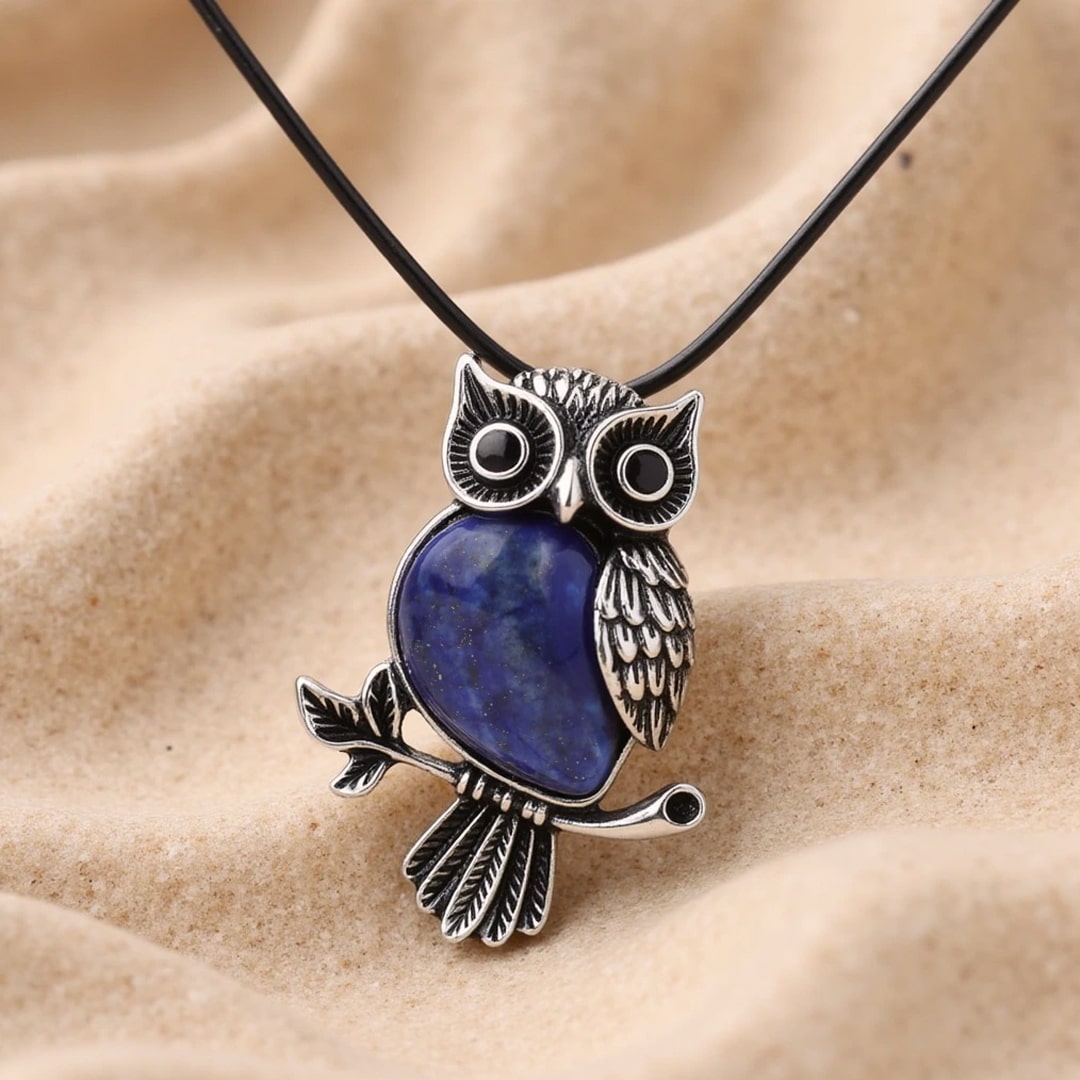 "Spirit of the Owl" Necklace – Natural Stone of Your Choice