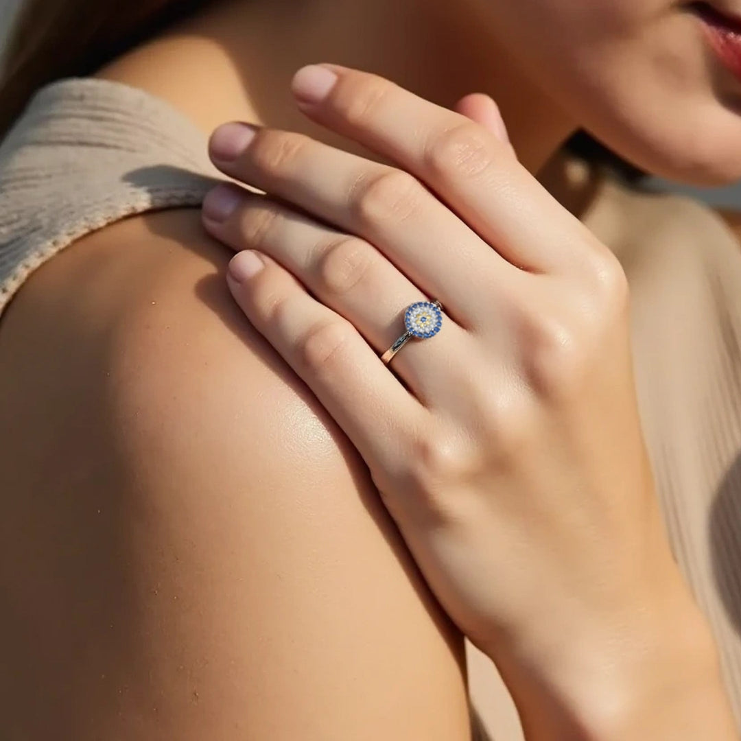 Blue Eye Pattern Ring – Traditional Symbol of Protection