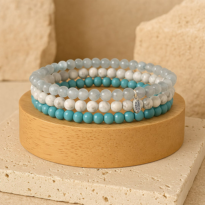 "Ocean of Softness" Set in Turquoise, Howlite & Aquamarine