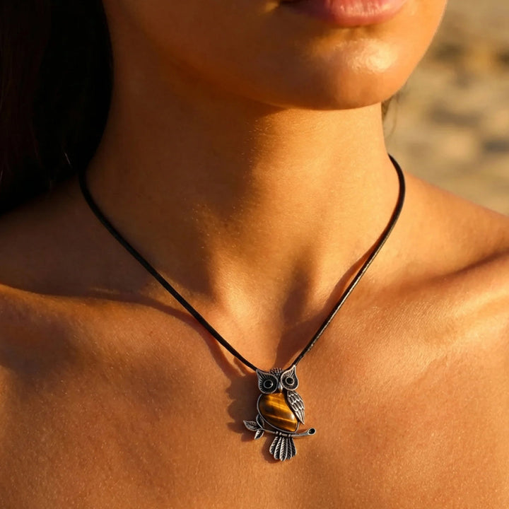"Spirit of the Owl" Necklace – Natural Stone of Your Choice