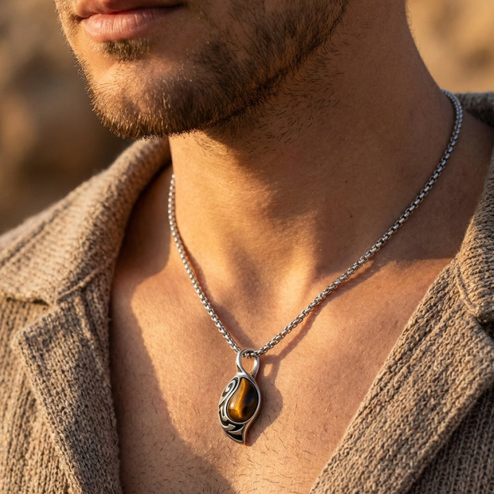 "Tribal Shield" Pendant in Tiger's Eye