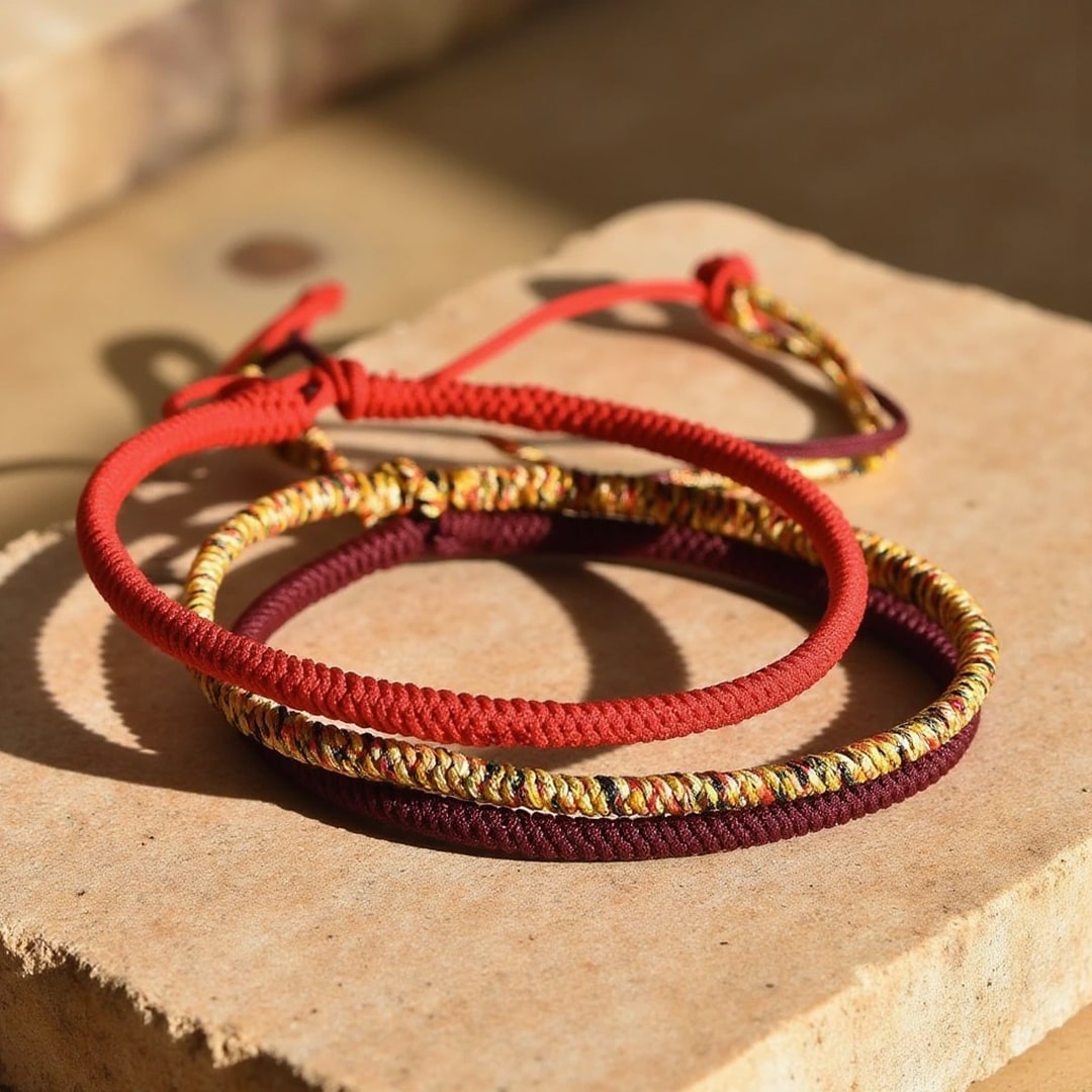 Tibetan Style Bracelet Trio "Good Luck"