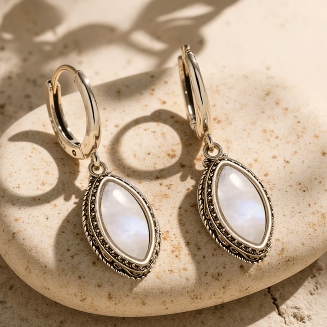 "Moonlight" Earrings in Moonstone