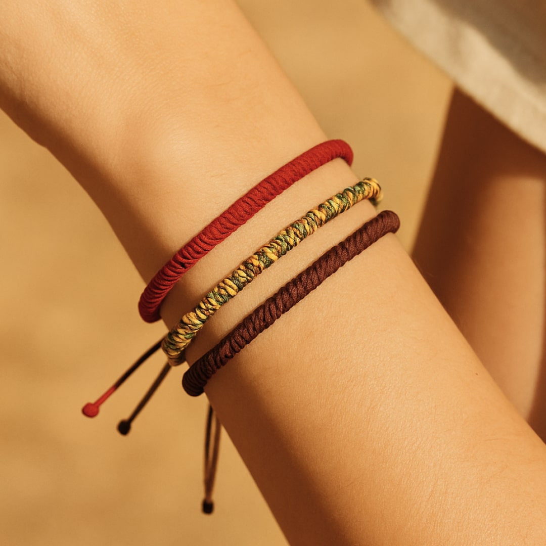 Tibetan Style Bracelet Trio "Good Luck"