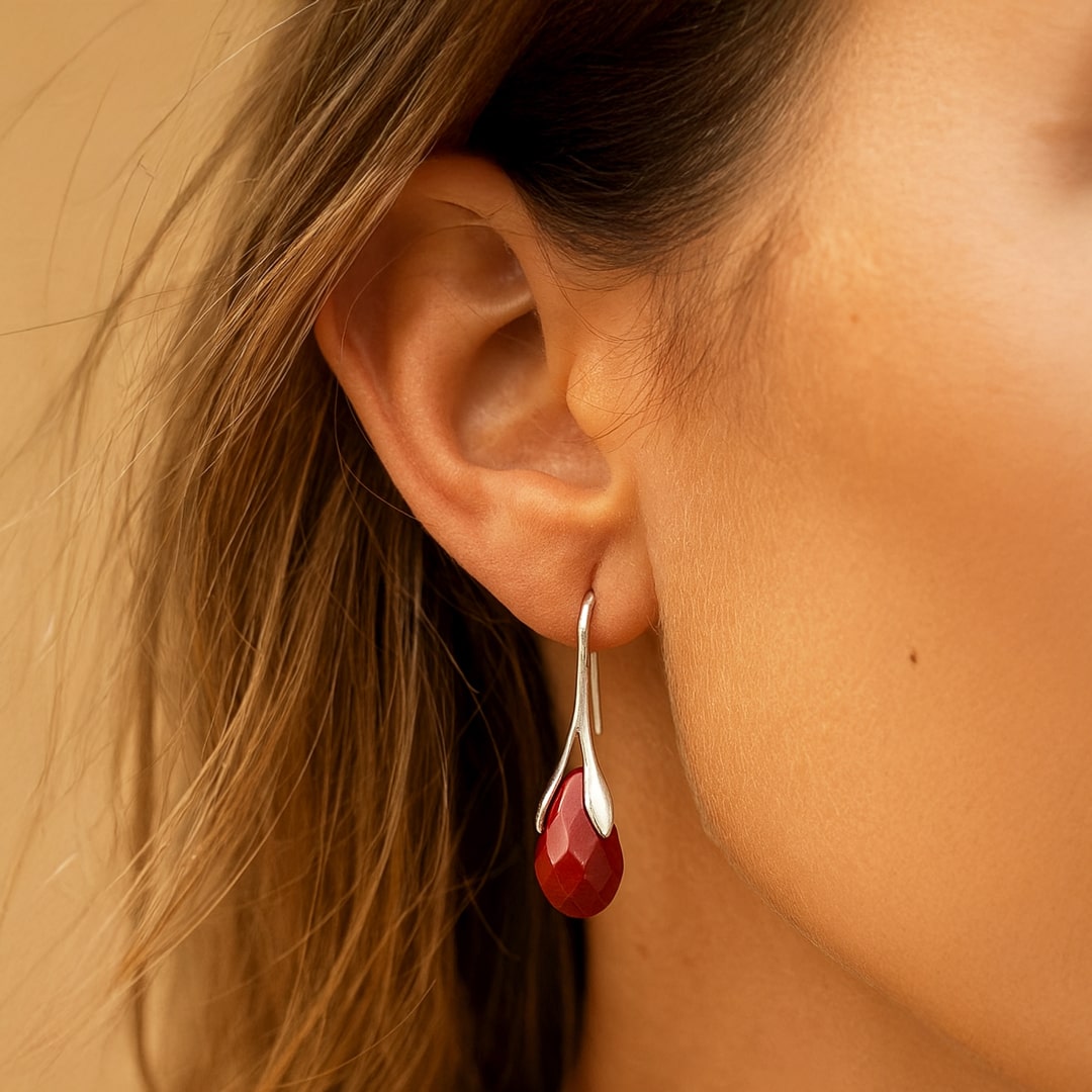 Dangling Earrings in Red Jasper