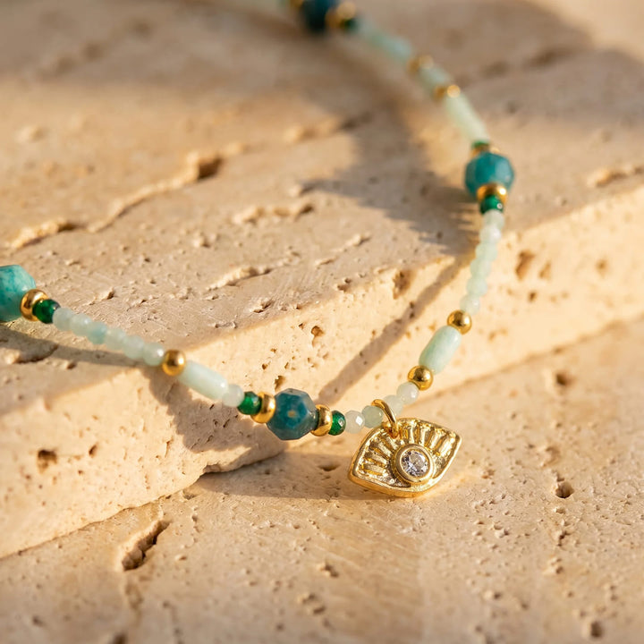 "Protective Eye & Inner Serenity" Necklace in Amazonite & Apatite
