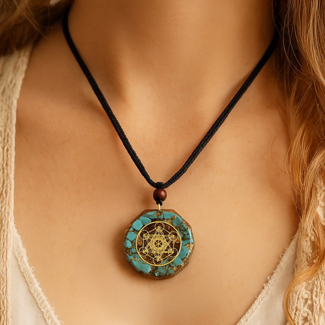 Metatron Orgonite Pendant in Turquoise