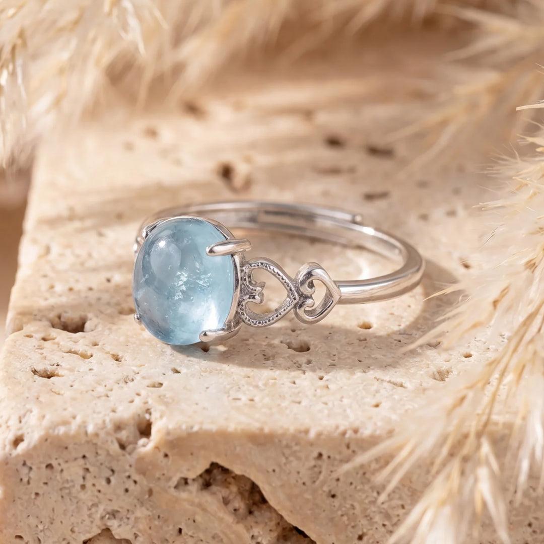 Adjustable Ring "Sea Crystal" in Aquamarine