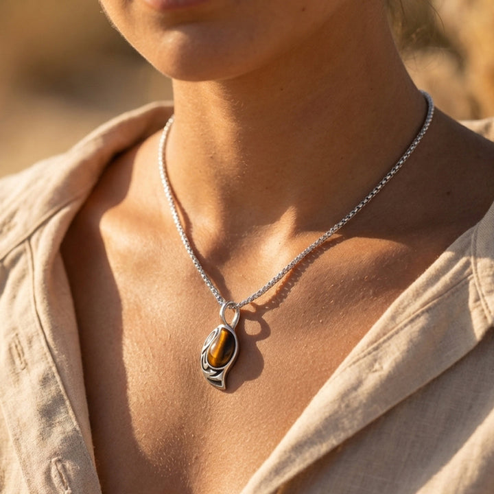 "Tribal Shield" Pendant in Tiger's Eye