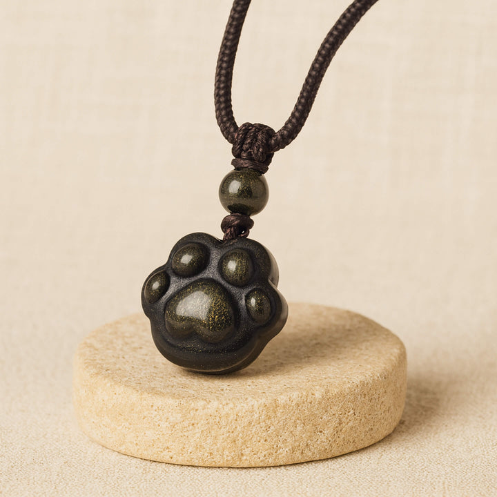 "Link Eternal" Paw Pendant in Golden Obsidian