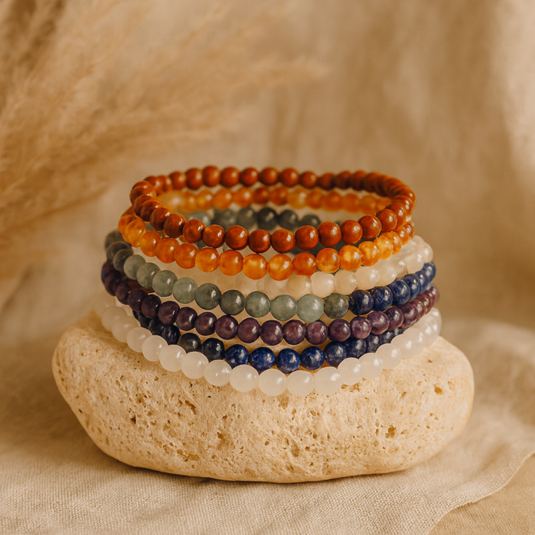 "Opening of the 7 Chakras" Natural Stone Bracelet Set