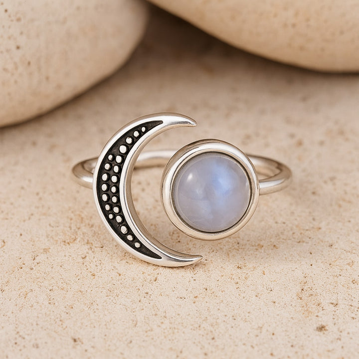 Adjustable Ring "Selene" in Moonstone