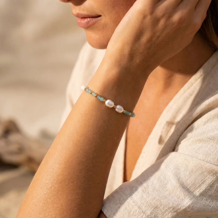"Peaceful Ocean" Bracelet & Freshwater Pearls