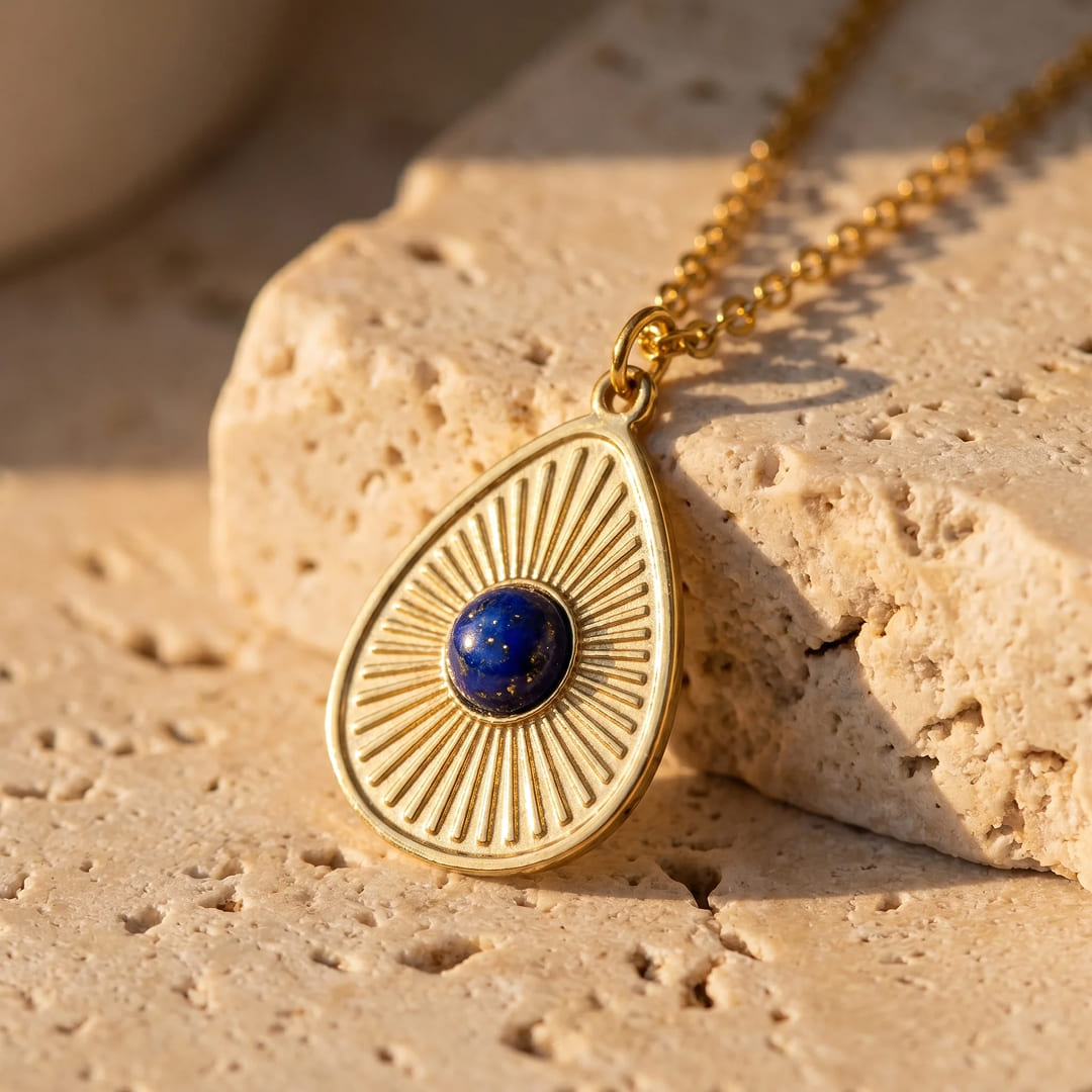 "Guardian Eye" Drop Pendant in Lapis Lazuli