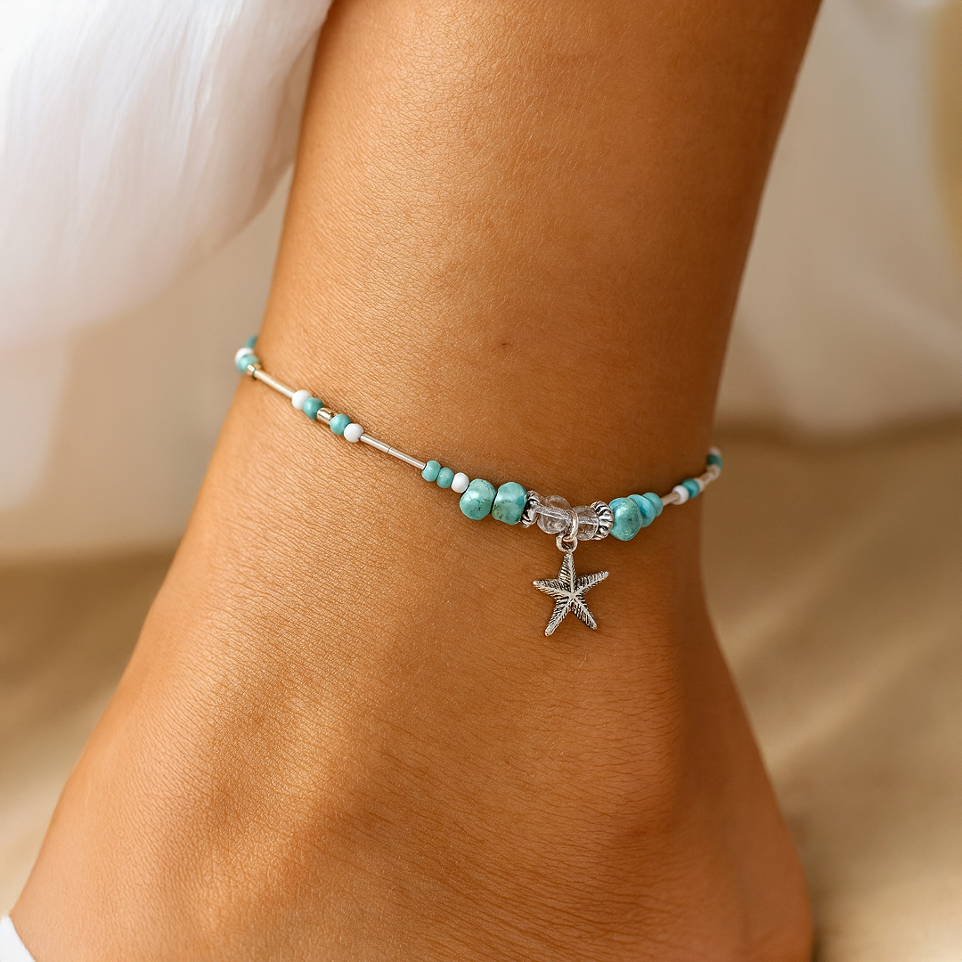 Turquoise Starfish Anklet